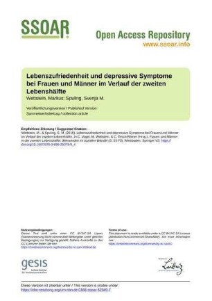 Lebenszufriedenheit und depressive Symptome bei Frauen und Männer im Verlauf der zweiten Lebenshälfte