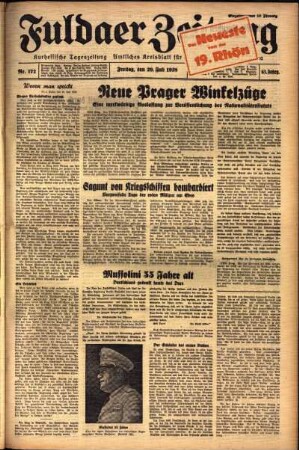 Ausgabe vom Freitag, den 29. Juli 1938.