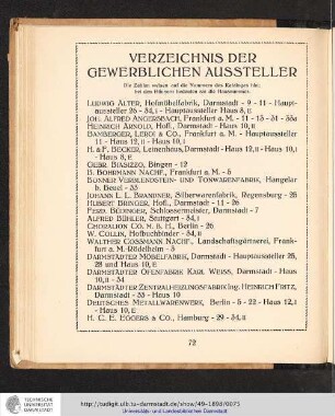 Verzeichnis der gewerblichen Aussteller