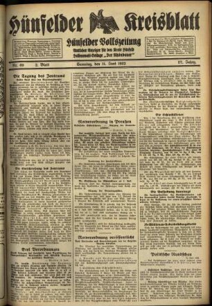 Zweite Ausgabe vom Samstag, den 11. Juni 1932.