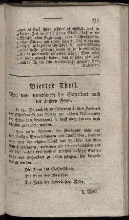 Vierter Theil. Von dem Unterschiede der Schreibart nach der äussern Form.