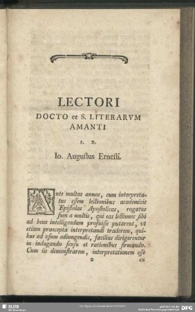 Lectori Docto et S. Literarum Amanti