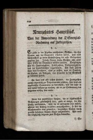 Neunzehntes Hauptstück. Von der Anwendung der Differenzial-Rechnung auf Zirkelgrößen.