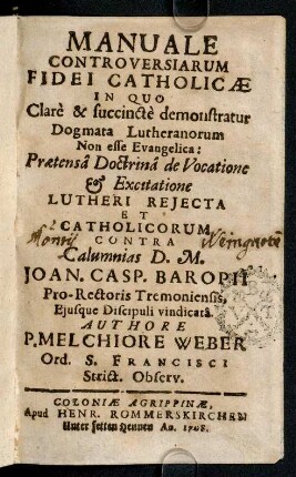 1-395, Manuale Controversiarum Fidei Catholicae
