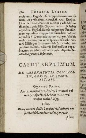 Caput Septimum. De Argumentis Comparatis, Ortis, Et Inartificiali