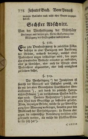Sechster Abschnitt. - Achter Abschnitt.
