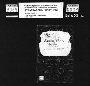 Wenkheimer Rentei-Gültregister (mit Namensregister)