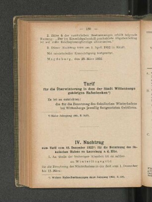 IV. Nachtrag