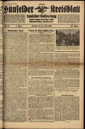 Erste Ausgabe vom Freitag, den 21. Juli 1939.