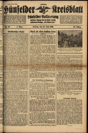 Erste Ausgabe vom Freitag, den 21. Juli 1939.
