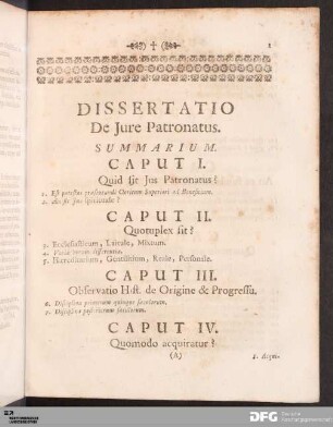 Dissertatio. De Jure Patronatus.
