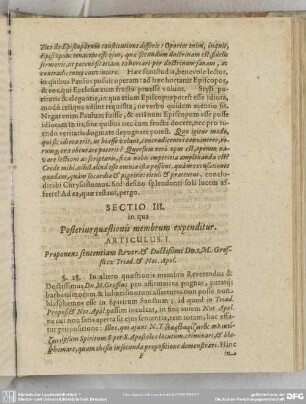 Sectio III. in qua Posterius quaestionis membrum expenditur