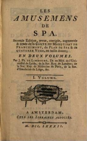 Les Amusemens De Spa : En Deux Volumes, 1
