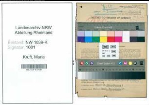 Entnazifizierung Maria Kruft , geb. 23.02.1921 (Lehrerin)