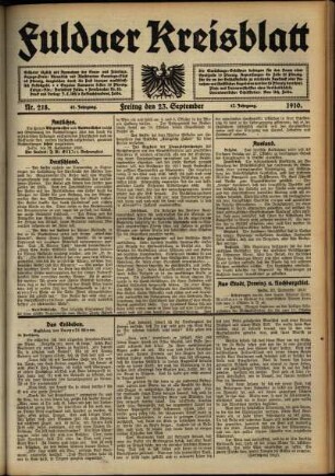 Ausgabe vom Freitag, den 23. September 1910.