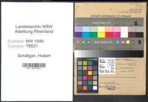 Entnazifizierung Hubert Schafgan , geb. 02.11.1894 (Arbeiter)