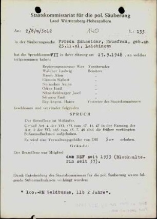 Schneider, Frieda