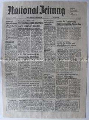 Tageszeitung der NDPD "National-Zeitung" zu Versorgungsmängeln in der Bekeidungsindustrie