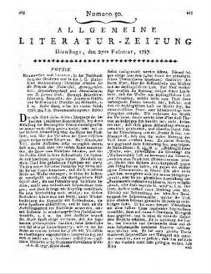 Chemische Annalen für die Freunde der Naturlehre, Arzneygelahrtheit, Haushaltungskunst und Manufacturen. [Jg. 3], Bd. 1, St. 1-4. Von L. F. F. v. Crell. Helmstedt, Leipzig: Müller 1786