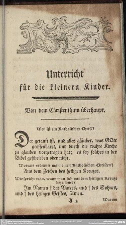 Unterricht für die kleinern Kinder