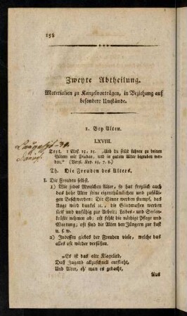 158-168, Abschnitt LXVIII.-LXX. - 1. Den Alten.