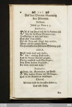 Auf den Vierten Sonntag des Advents. Dictum. Jesaiä 40. Vers 4. 5.