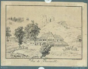 Tharandt, mit Bauerhof vor Burgruine