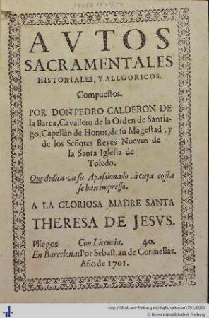 Autos sacramentales, historiales y alegóricos