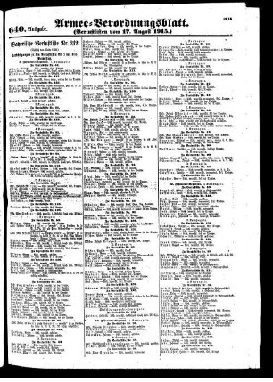 640. Ausgabe. Dienstag, 17. August 1915