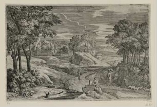 Bei einer Vase sitzende Frau, Blatt 1 der Folge "Horizontale Landschaften"