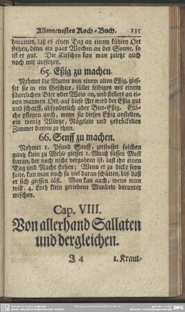 Cap. VIII. Von allerhand Sallaten und dergleichen