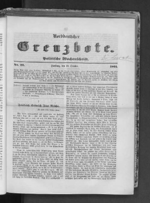 No. 22. Hamburg, den 20. October. 1861.