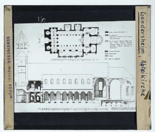 Gandersheim, Stiftskirche : Grundriss, Längsschnitt mit Legenden