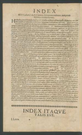 Index MSS Caesarii, Lib. II. Canonis Avicennae, ordinem antiquum Alphabeti Arabici servans.