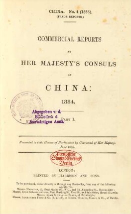 1884: Commercial reports by Her Majesty's consuls in China