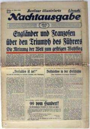 Abendzeitung "Berliner illustrierte Nachtausgabe" zur "Reichstagswahl" 1936