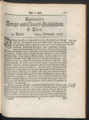 39. Stuck. den 23. Februarii. 1736.