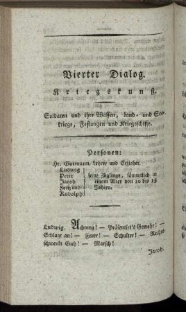 Vierter Dialog. Kriegskunst.