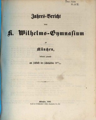 Jahresbericht. 1865/66