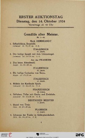 Gemälde alter Meister (Nr. 1-92)