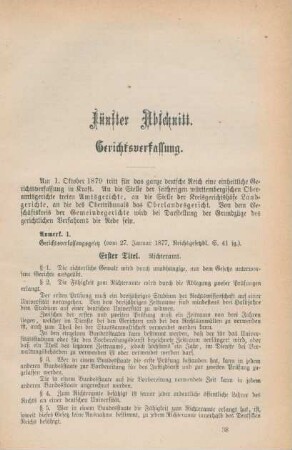 Fünfter Abschnitt. Gerichtsverfassung