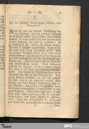 V. Aus den Zellischen Vernünftigen Tadlern, einer Wochenschrift.