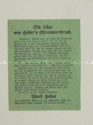 Handzettel der NSDAP mit scharfer Polemik gegen den bayrischen Generalstaatskommissar von Kahr
