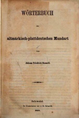 Wörterbuch der altmärkisch-plattdeutschen Mundart