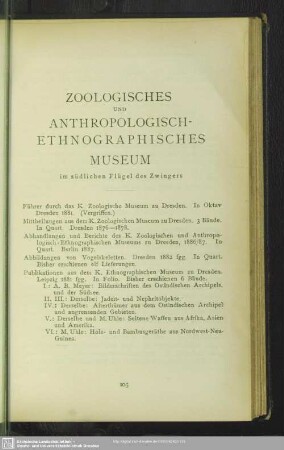 Zoologisches und anthropologisch- ethnographisches Museum im südlichen Flügel des Zwingers