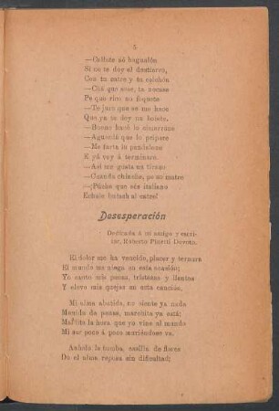 Desesperación : Dedicada á mi amigo y escritor, Roberto Pinetti Devoto