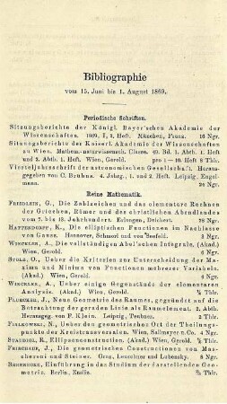 Bibliographie vom 15. Juni bis 1. August 1869.
