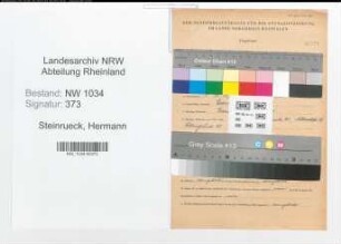 Entnazifizierung Hermann Steinrueck , geb. 05.04.1869 (Oberfeuerwerker)
