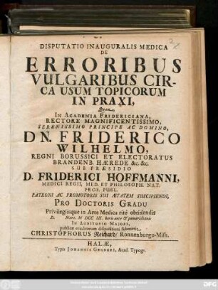 Disputatio Inauguralis Medica De Erroribus Vulgaribus Circa Usum Topicorum In Praxi