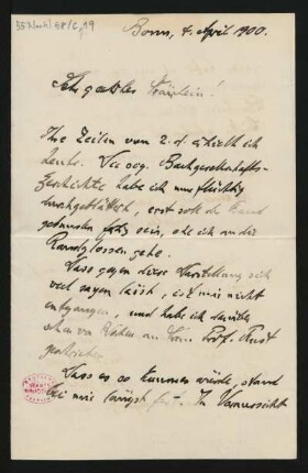 Brief an La Mara : 04.04.1900